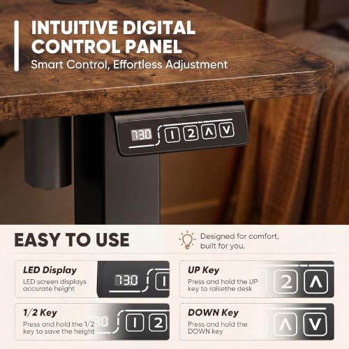 Furmax 55 Inches Electric Height Adjustable Standing Desk Home Office Desk - color: Brown, size: 55 Inch