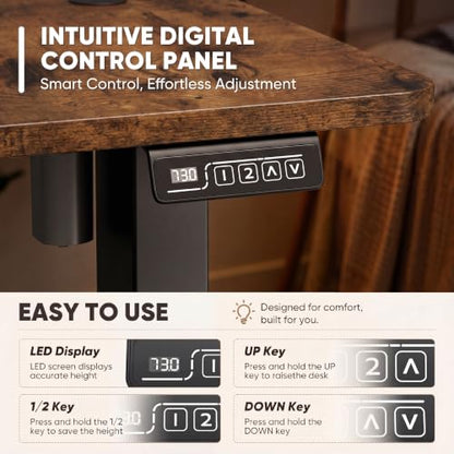Furmax 55 Inches Electric Height Adjustable Standing Desk Home Office Desk - color: Brown, size: 55 Inch