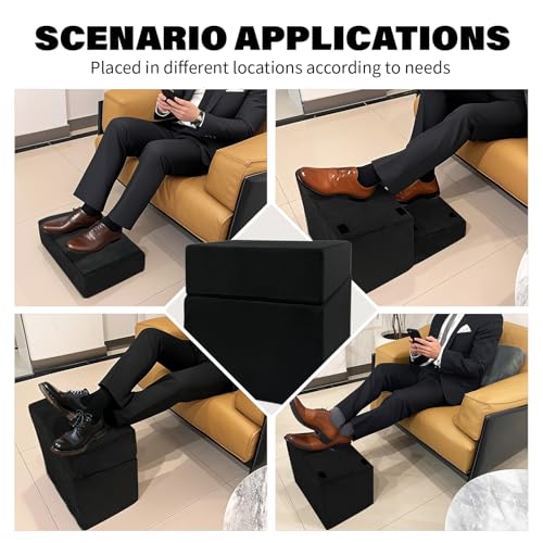 Adjustable Foot Rest Under Desk with 3 Adjustable Heights High-Density Foam Ergonomic Footrest for Office, Home, Travel Airplane, Removable Washable Cover for Back Pain Relief Posture Support (Black)