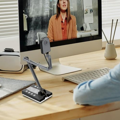 TreasLin Document Camera for Teachers HDMI USB-C 15MP HDIM Document Camera, Remote Learning Classroom Presentations Camera Art Classes Online Teaching with Multi Angle Rotation Adjustment LED Light