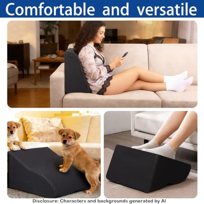 Foot Rest for Under Desk at Work, Ergonomic Under Desk Footrest with Washable Cover for Office, Home & Gaming Leg Elevation Pillow Black - color: A-black