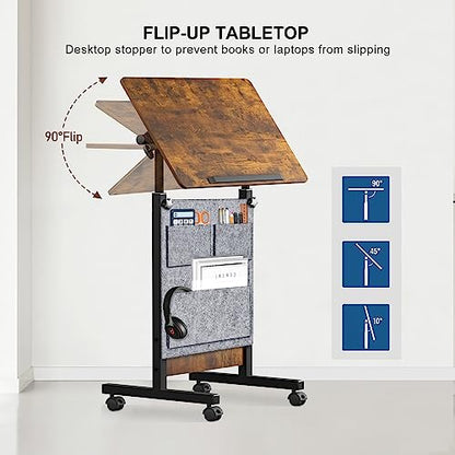 KOUPA Height Adjustable Flip Standing Desk with Wheels and Bag,24Inch - size: 16x24IN Bag