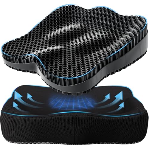 Thicker Seat Cushion for Office Chair Car Gel Seat Cushion for Long Sitting - color: Black, size: X-Large(16.9"*14.6"*2.76")