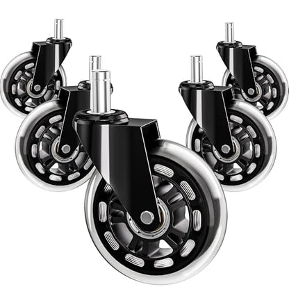 Office Chair Wheels Replacement Rubber Chair Casters Heavy Duty - color: Transparent