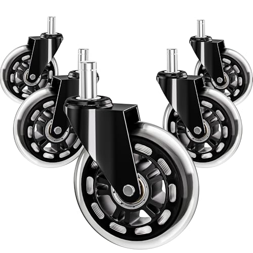 Office Chair Wheels Replacement Rubber Chair Casters Heavy Duty - color: Transparent