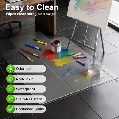 Clear Chair Mat for Hard Floor, 36" x 48" Heavy Duty Desk Mat, Convex | Durable Thick PVC, Anti-slip Grip Backing, Smooth Rolling Surface, Scratch-resistant Surface - size: 36" x 48" Convex (for hard floors)