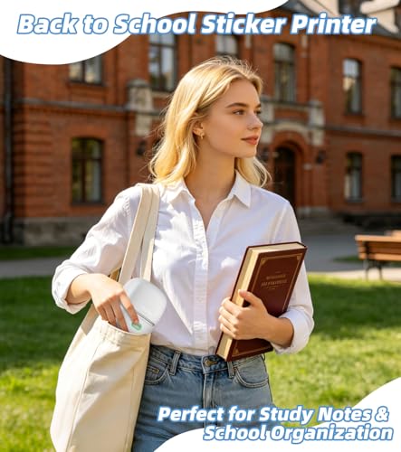 ORGSTA Sticker Printer, 300DPI Ultra-Clear Mini Portable Sticker Maker S002 | Thermal Mini Printer with Banner Printing Function, Bluetooth Inkless Print Pods for Journaling, DIY Gifts, Study Note - color: White