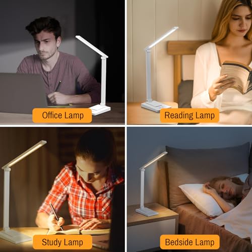 Rechargeable LED Desk Lamp, 5 Color Modes with 5 Brightness - color: White
