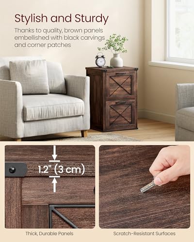VASAGLE File Cabinet, Filing Cabinet with 2 File Drawers, Printer Stand, Fit A4, Letter Size, Hanging File Folders, Modern Farmhouse Style, for Home Office, Maroon Brown UOFC048K01 - color: Maroon Brown, style: 2 Drawers