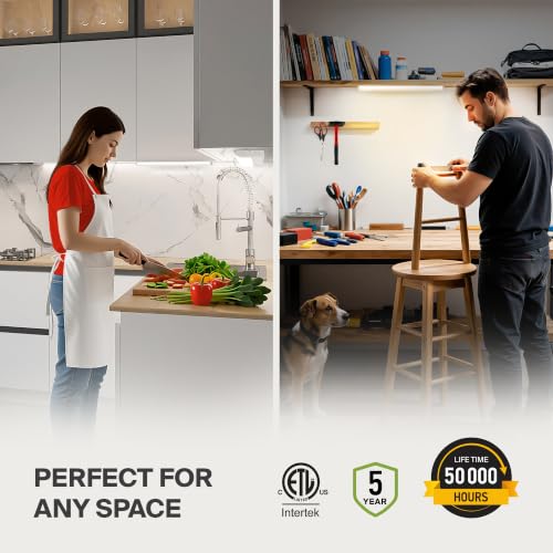 ASD 20 Pack LED Under Cabinet Lighting, 24 inch 12W 822 LM, Dimmable Hardwired Under Cabinet Lights for Kitchen, 3000K/4000K/5000K, Under Counter Light Fixtures, ETL, White, Bullnose Design - color: 24 Inch White, size: 20 Pack