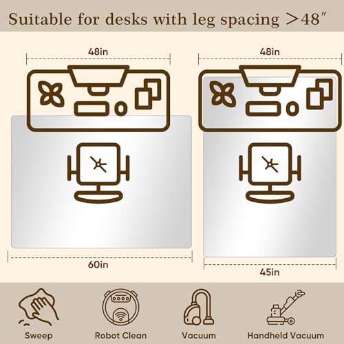 45"x60" Tempered Glass Office Chair Mat for Carpet & Hardwood Floor | 1/5" Thick Clear Floor Protector Desk Chair Mat with Rounded and Polished Edges, Resist Scratching, Cracking, Curling - size: 45"x60"