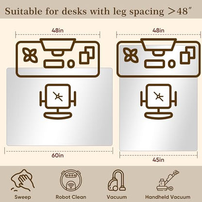 45"x60" Tempered Glass Office Chair Mat for Carpet & Hardwood Floor | 1/5" Thick Clear Floor Protector Desk Chair Mat with Rounded and Polished Edges, Resist Scratching, Cracking, Curling - size: 45"x60"