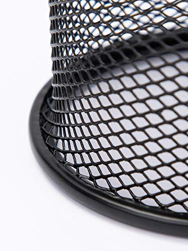 HSYMQ Black Pen Holder Cup for Desk, Pencil Cup Holder, Black Wire Mesh Pen Cup for Desk Office Pen Organizer