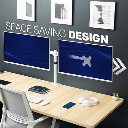 VIVO Dual LCD LED 21 to 32 inch Monitor Desk Mount, Heavy Duty, Adjustable Telescoping Arms, Flush Wall Setup, Fits 2 Screens, White, STAND-V002EW - color: White, size: 21" to 32"