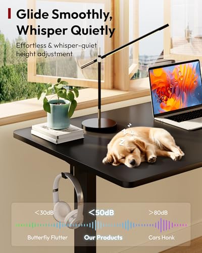 SANODESK One-Piece 1'' Thick Height Adjustable Standing Desk 48''x30'' - color: Black Frame+black Top, size: 48x30"