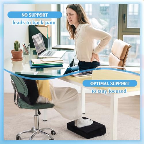 Novabright Foot Rest Under Desk, 3 Height Adjustable Ergonomic Foot Stool with Gel Textured Top and Cozy Pocket, Non-Slip Foam Footrest for Office Home Car(17" X 11" X 17",Cambered,Black) - color: Black, size: 17" X 11" X 17", style: Cambered