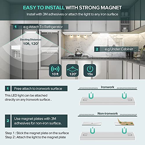 Under Cabinet Lighting, 36 LED Motion Sensor Light Indoor Rechargeable, 1500mAh Closet Lights Battery Operated for Kitchen Cabinets, Shelves, Walls (3 Pack) - color: 5500K Daylight White 3 Packs-9 inches