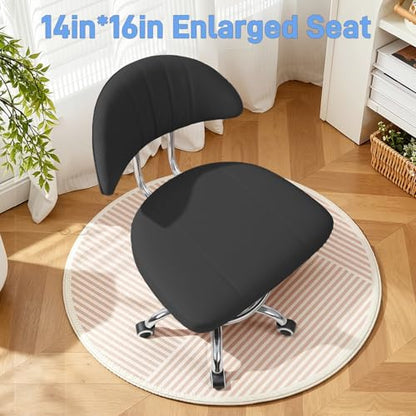 Height Adjustable Drafting Chair for Home Office Studio, 360 Swivel Rolling Computer Stool with Backrest and Footrest, Ergonomic Metal Task Seating, 220lbs Capacity, Black Black