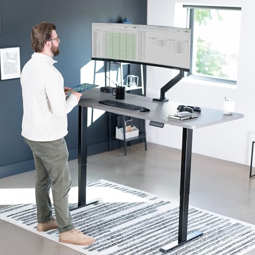 VIVO Electric Dual Motor Standing Desk Frame for 41 to 81 inch Table Tops, Frame Only, Ergonomic Standing Height Adjustable Base with Push Button Memory Controller, Black, DESK-V122EB - color: Black