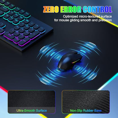 Wireless Charging RGB Mouse Pad with Phone Stand, Large Gaming Desk Mat - color: Black - 31.5x15.8" No Adapter