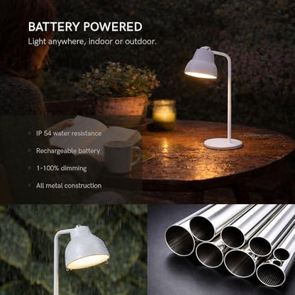 LUME CUBE Magnetic LED Reading Lamp with Modular Attachments – Rechargeable 1800mAh Battery, 3000K Warm Light and Touch Dimming for Desk, Wall, Clip-On and Hanging Use, White