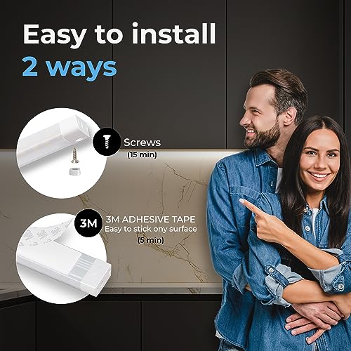 EShine Extra Long 20 inch LED Dimmable Under Cabinet Lighting Strip, NO Sensor, White, with Accessories (No Power Supply Included), Warm White (3000K) - color: Warm White (3000K)