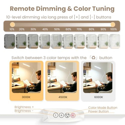 Clip on LED Light for Easel Painting & Nail Tech, White | 3 Color Modes,10 Brightness Levels,USB Powered,Clamp Lamp for reading,Artists, Manicurist and Desk - color: White