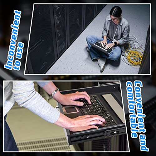 1U Rack Mount Sliding Keyboard Tray Cantilever Network Equipment Racks 19 Inch Cabinet Drawer Sliding Shelf for Server Data Music Studio Accessories