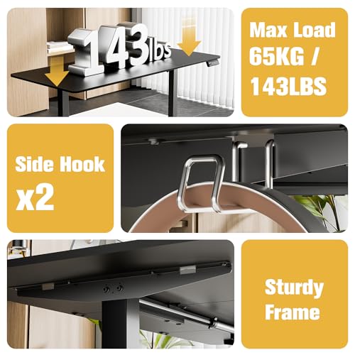 63"x28" Standing Desk, Height Adjustable Sit-Stand Home Office, Black | Electric Adjustable Standing Desk, Sit to Stand Computer Office Desk with Splice Board, Memory Preset, Lifts 28.7''-46.5" - color: Black, size: 63 inch