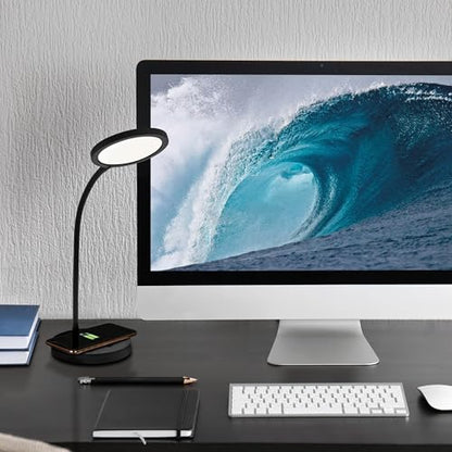 OttLite Good Housekeeping Circular Desk Lamp, Wireless Charging, Black - color: Black