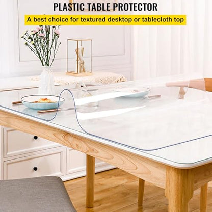 Custom Size Clear Table Cover Protector, PVC Desk Mat, Custom Shapes, Easy to Clean Burn-Proof, Waterproof Tablecloth for Kitchen, Dinning Room, Office Furniture Floor Surface Anti-Scratch