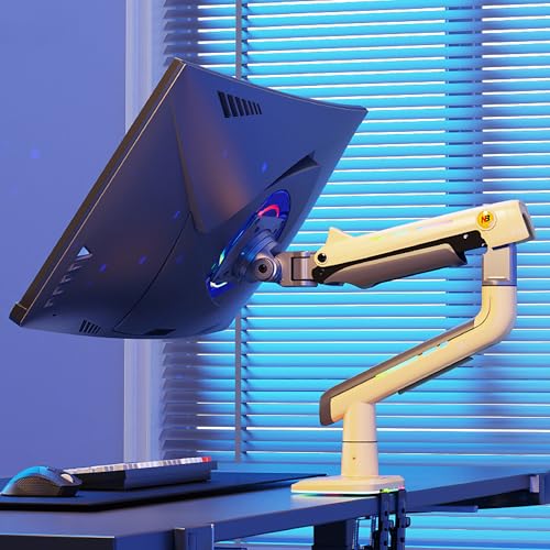 NB Gaming Monitor Arm or for 32 to 60 Inches Screen, Load up to 20 kg, VESA 75/100, RGB-Light, Heavy Duty, Multi Angle Adjustable, Premium Aluminum, Yellow - color: Lava Yellow