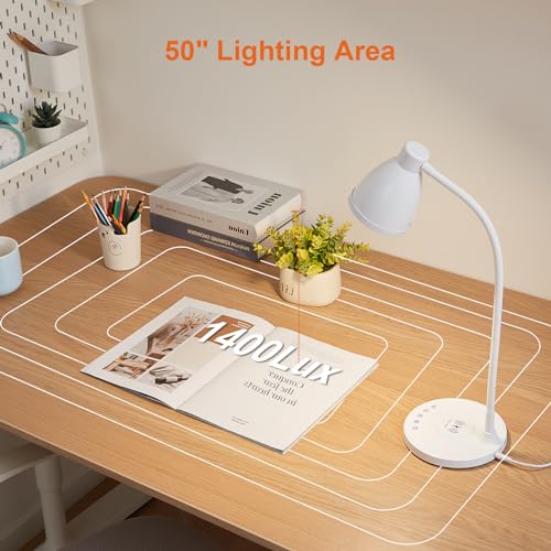 BOHON LED Desk Lamp for Home Office with USB C Charging Wireless Charger - color: White, size: Standard