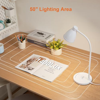 BOHON LED Desk Lamp for Home Office with USB C Charging Wireless Charger - color: White, size: Standard