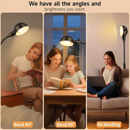 Floor Lamp with Flexible Gooseneck and Rotatable Shade,Standing Lamp include Dimmer LED Bulb,Ideal Tall Lamp with Dimmer and Timer Switch for Reading,Bedside and Living Room (Gold Black Brushed) - color: Gold Black Brushed