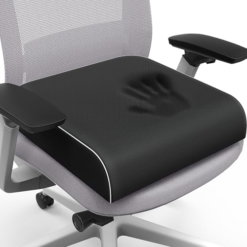 SweetSlubr Seat Cushion for Tailbone Pain Relief, Office Chair Cushion, Memory Foam Large Chair Pad with Non-Slip Cover for Soft Support at Office Chair, Car Seat, Airplane Black/2X-Large - color: Black, size: 2X-Large