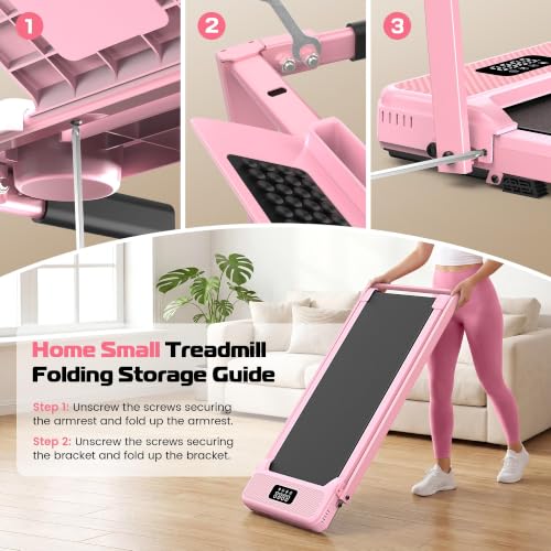 ANCHEER Walking Pad with Incline-Under Desk Treadmill for Home/Office - color: Classic Pink