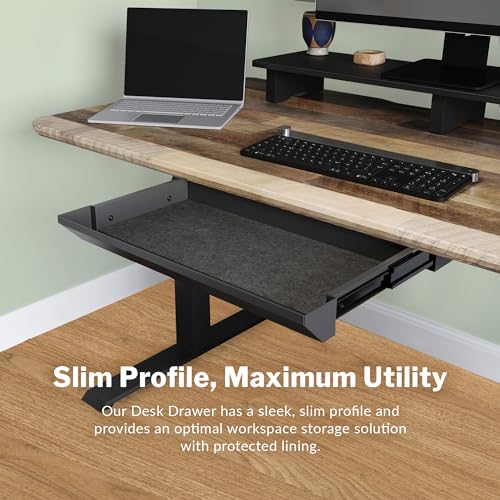Vari Steel Under Desk Drawer - Slim Undermount Storage Organizer- Standing Desks Attachment- Versatile Placement Options, Efficient Workspace- Office Desk Accessory- (20.25" x 9.5" x 1.75") - style: Undermount Drawer