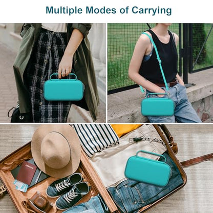 Canboc Carrying Case for NIIMBOT B21 Label Maker, Turquoise (Case Only) | Portable Bluetooth Thermal Label Printer Bag with Removable Shoulder Strap, Mesh Pocket fit Printer Labels, USB Cable - color: Turquoise+Turquoise