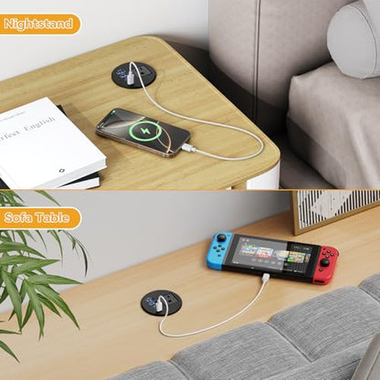 2-1/2" Desk Power Grommet, PD 20W USB-C, 2 AC Outlets | Flush Mount Recessed Outlet for Home, Office, Conference Room, RV Table - size: 2-1/2" Hole