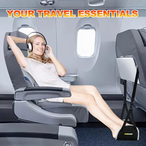 2-Pack Upgraded Airplane Foot Hammock with Removable Base & Memory Foam - Wide Hardboard Support No-Collapse Foot Rest for Long Flights, Office, Travel - Thickened Design Travel Essentials - size: Upgraded 2 Pack