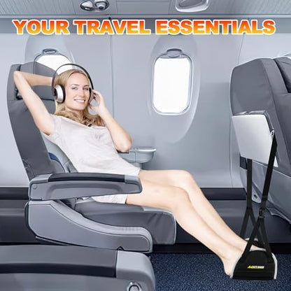 2-Pack Upgraded Airplane Foot Hammock with Removable Base & Memory Foam - Wide Hardboard Support No-Collapse Foot Rest for Long Flights, Office, Travel - Thickened Design Travel Essentials - size: Upgraded 2 Pack