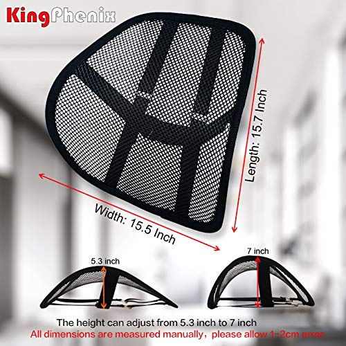 kingphenix 2-Pack Mesh Lumbar Support for Car and Office Chair Comfort | Breathable Mesh Back Support with Adjustable Curvature and Elastic Straps for Driving, Office Use and Long Sitting, Black