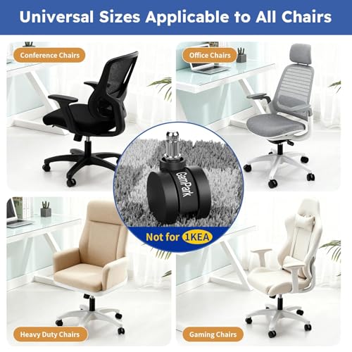2 Inch Office Chair Wheels, Solid Plastic Casters Wheels Replacement, Heavy-Duty Computer Gaming Desk Chair Casters, Smooth & Safe Rolling for All Floors Hardwood and Carpet, Set of 5