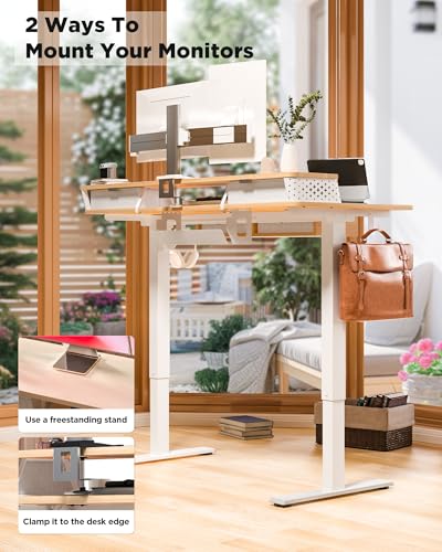 FiCiHi 40x24 Inch Electric Standing Desk, 4 Drawers, Adjustable Height Desk - color: Maple, size: 40"x24" (4 Drawers)