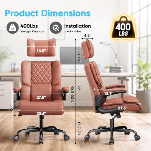 Sytas 400lbs Big and Tall Office Chair with Adjustable Headrest