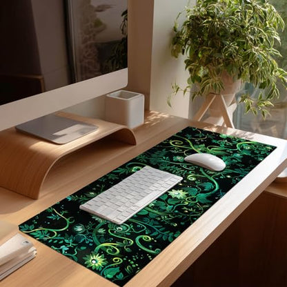HOMETITUTE Large Mouse Pad 31.5x11.8 Inch Gaming Mousepad Green Vine Botanical Art Non-Slip Keyboard Desktop Protector Mat XL Mouse Pad for Home Office Laptop Wireless Mice Accessories - color: Green Vine Botanical Art