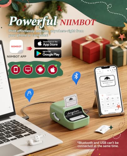 NIIMBOT B21 Label Maker Thermal Label Printer, Good Idea for Home Organization Office Business, 50x30mm Label-230Pcs - color: Green