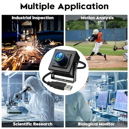 120fps USB Camera 12Megapixel High Speed Starlight Lightburn Low Illumination Slow Motion 4K Webcam with 185Degree Fisheye Wide Angle Lens Plug and Play for Inspection Microscope 3D Printer - size: 185 Degree Fisheye Wide Angle Lens
