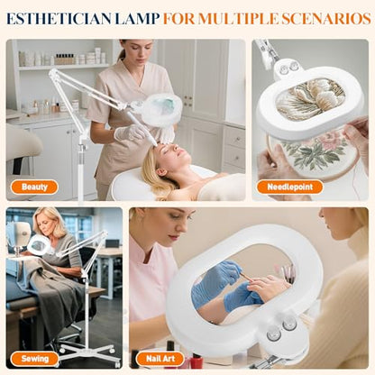 2200 Lumens 12X Esthetician Magnifying Floor Lamp, 3-Axis Magnifier - color: White, size: 12X